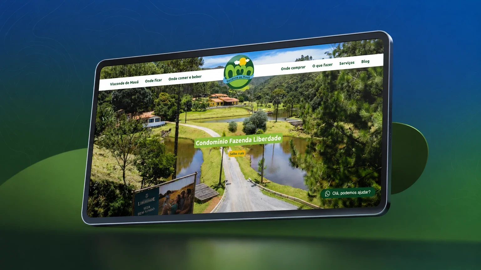 Site Amo Visconde de Mauá apresentado em uma composição visual ampla com interface real do portal